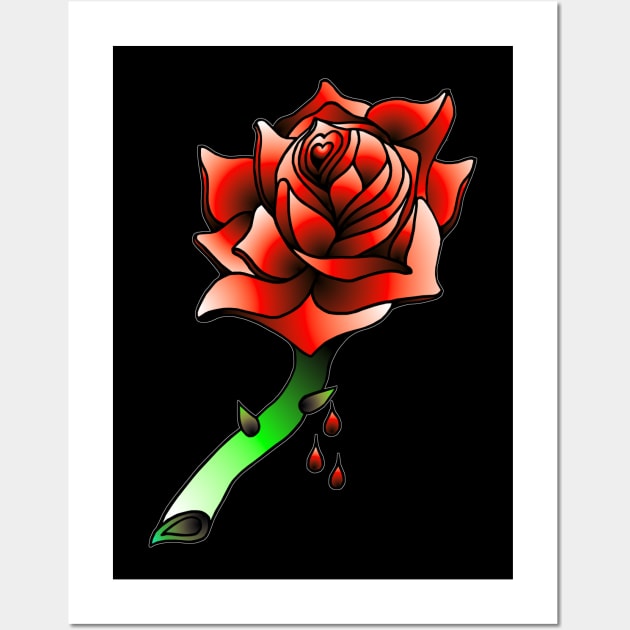 Old School Rose Tattoo Design. Wall Art by OriginalDarkPoetry